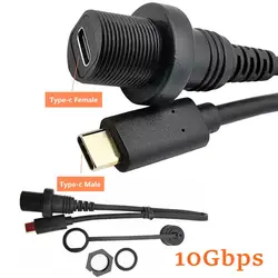 USB Type C 3.1 IP67 Waterproof 2.0 Male To Female Dashboard Flush Panel Mount Extension Cable Cord For Car Truck Boat Motorcycle