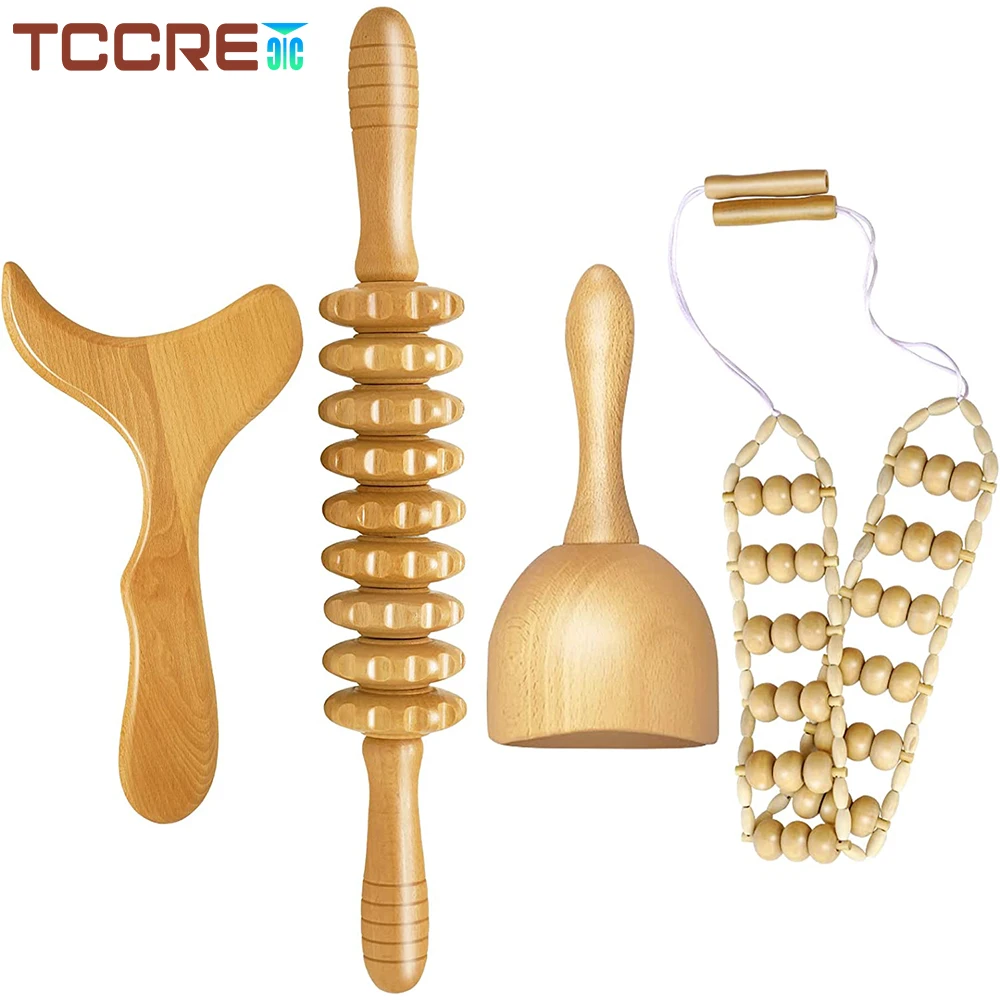 

Wooden Massage Roller Wood Therapy Massage Tools Anti-Cellulite Body Sculpting Lymphatic Drainage Massager Maderoterapia Kit