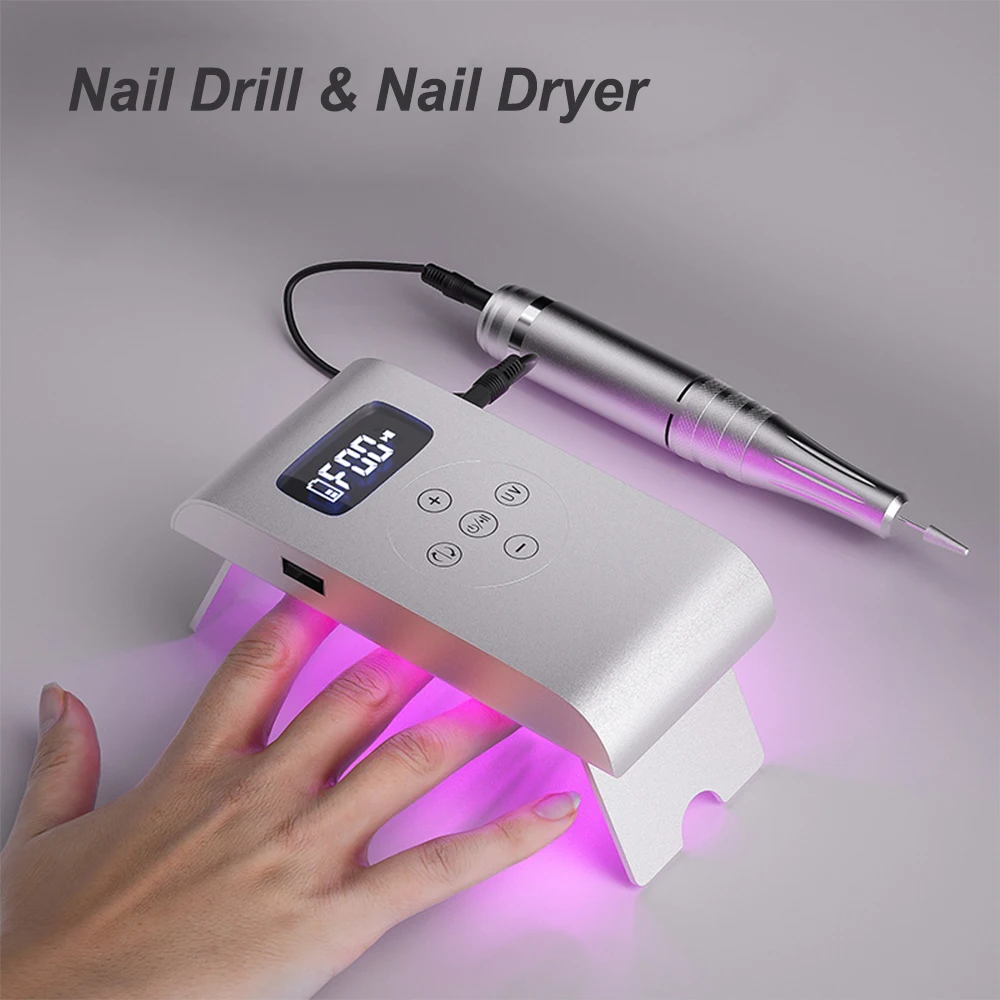 New Rechargeable Electric Cordless Nail Drill Machine 35,000 RPM & UV Gel Nail Dryer Lamp Salon Expert Nail Art Manicure Tools