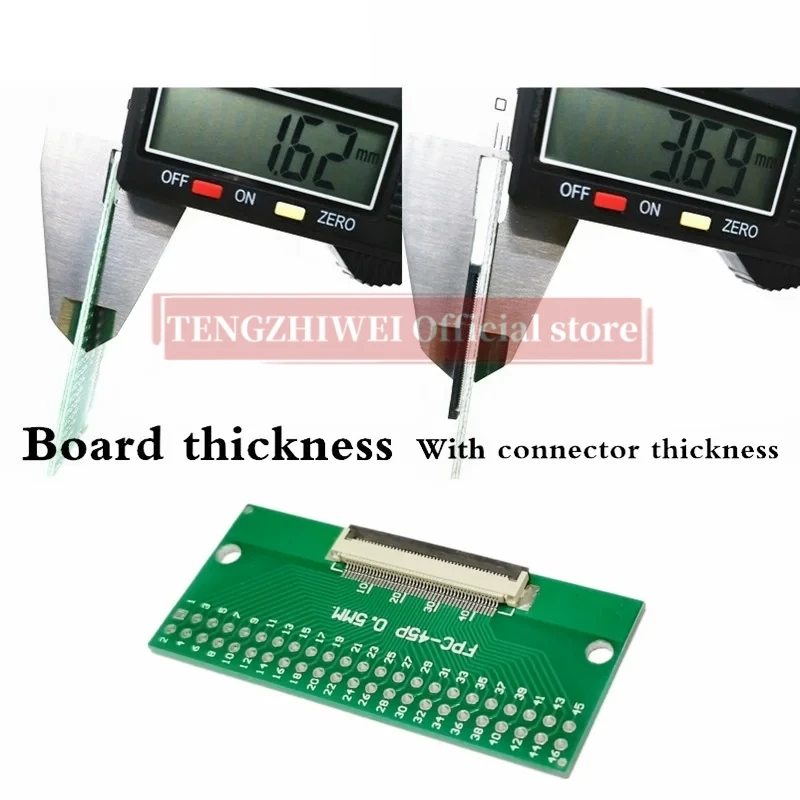 Placa adaptadora piezas FFC/FPC, conector abatible, soldada, 0,5 MM-45P, 2,54 MM-45P, 2 uds.