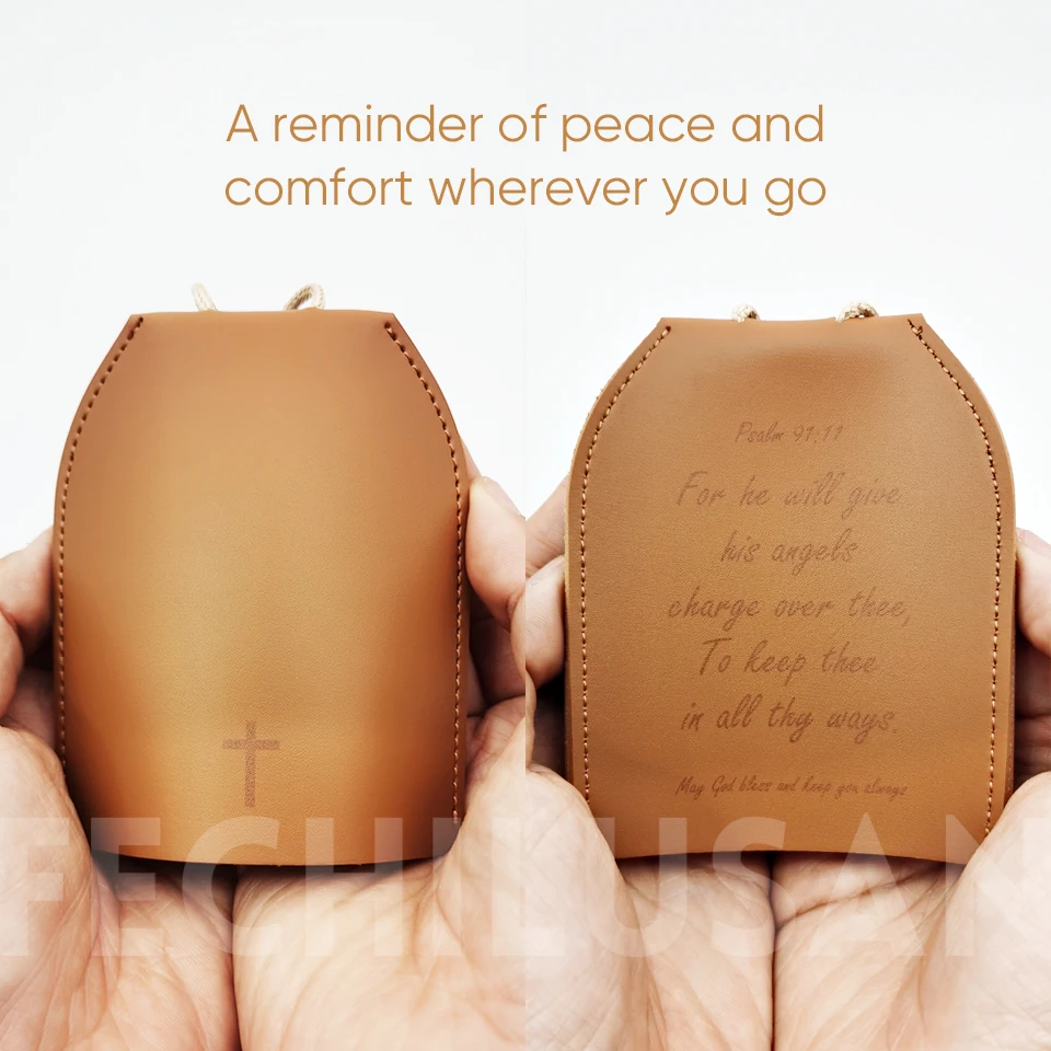 غطاء مفتاح السيارة الجلدي مع آية الكتاب المقدس - حزام قابل للتعديل ضد فقدان الحماية وإشارة واضحة. هدية مسيحية ذات مغزى. #3