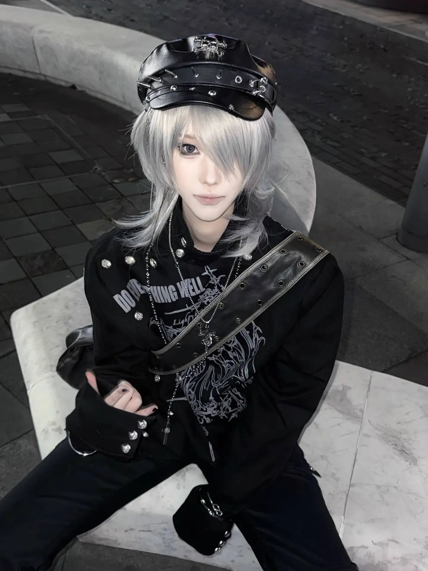 

Gothic Punk Unisex Sweater 2025 Autumn Winter New Black Jacket Metal Rivet Gothic Print Loose Man Visual Statement Outerwear