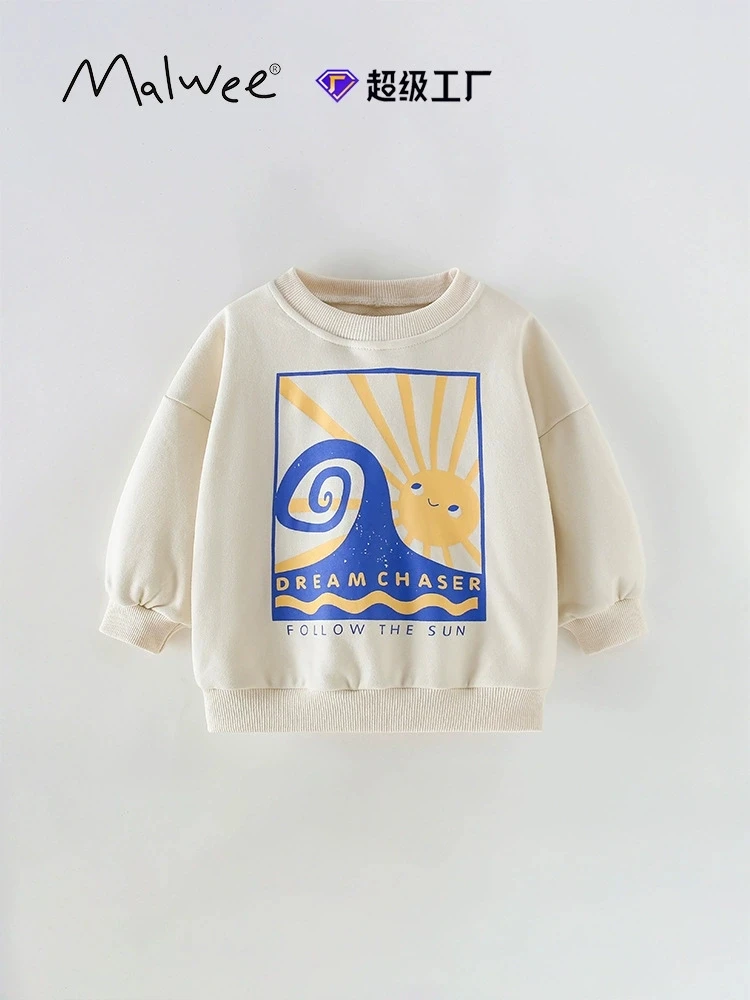 

Malwee детская нижняя рубашка с круглым вырезом и длинными рукавами, повседневная модная тонкая толстовка из чистого хлопка с милым мультяшным узором Y2K