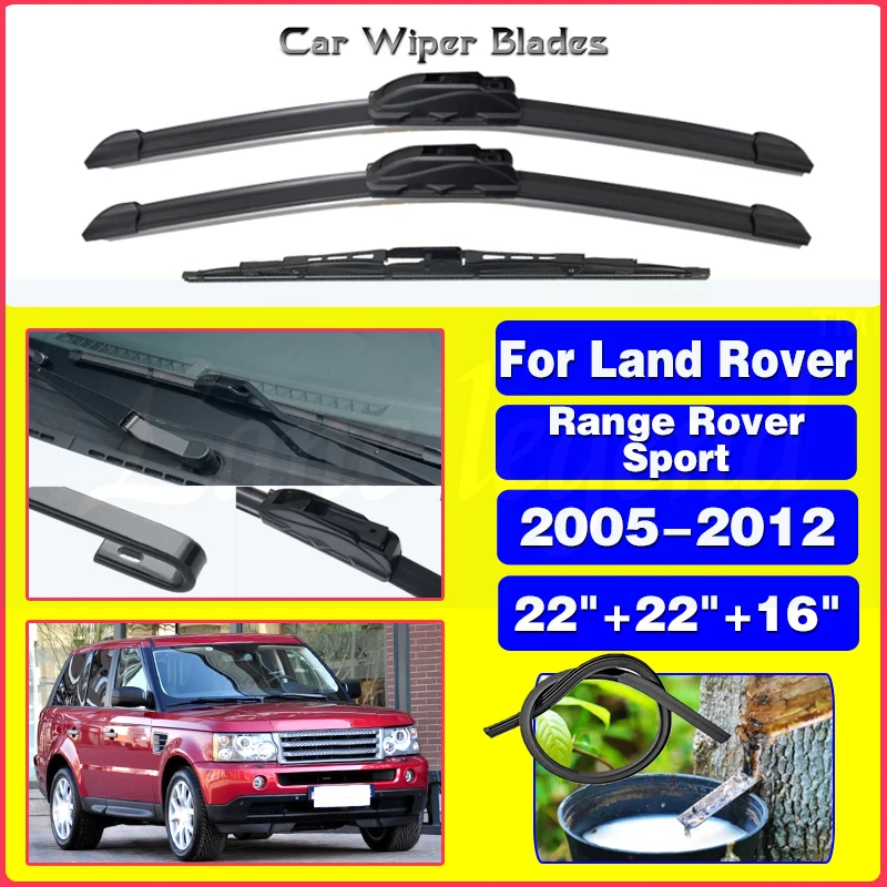 

For Land Rover Range Rover Sport 2005-2012 Car Wiper Front Rear Wiper Blades Windshield Windscreen Window Rain Brushes 22"22"16"