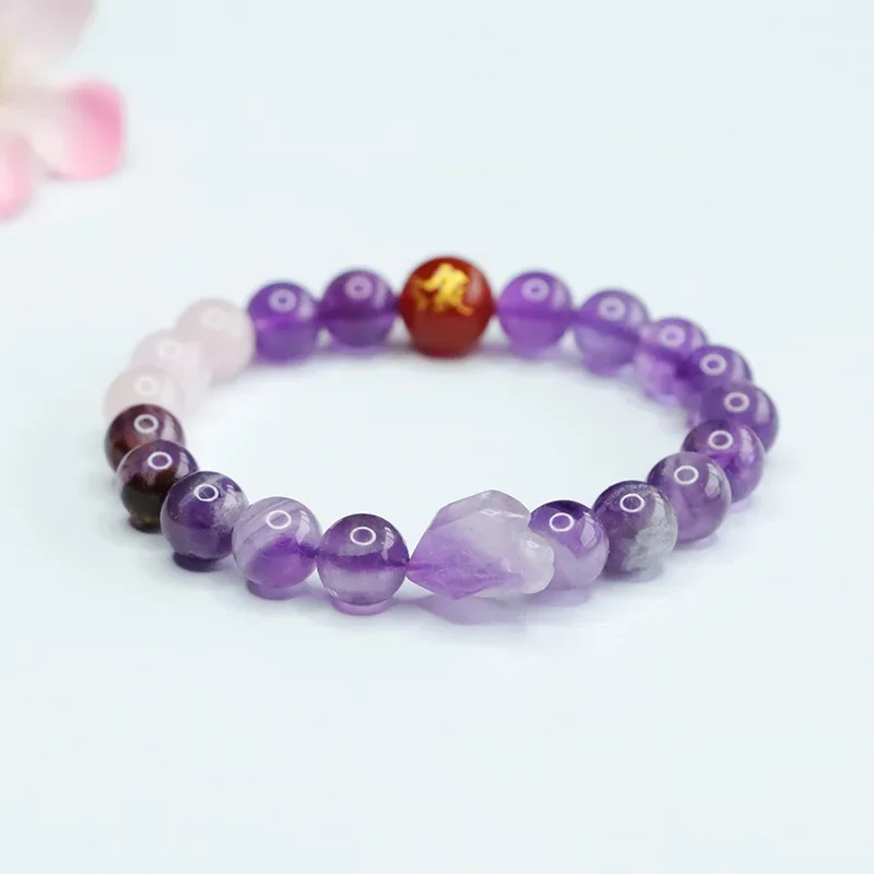 Natural Nine Purple Fire Multi-Precious Crystal Red Agate Bracelet Exquisite Elegant High-grade Luxury Fashion Jewelry Souvenir