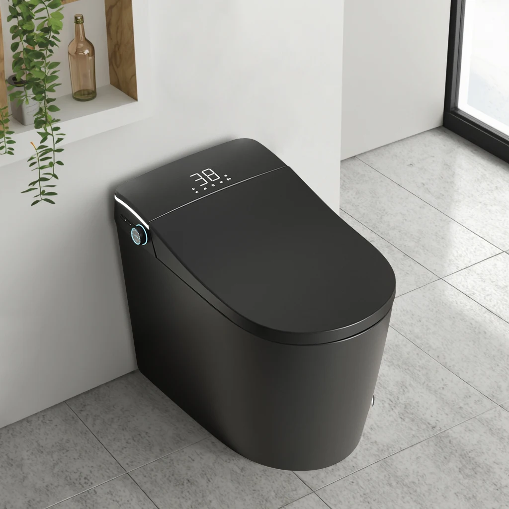 

Современный роскошный автоматический датчик смыва, европейская ванная комната, керамический интеллектуальный автоматический туалет, черный умный туалет