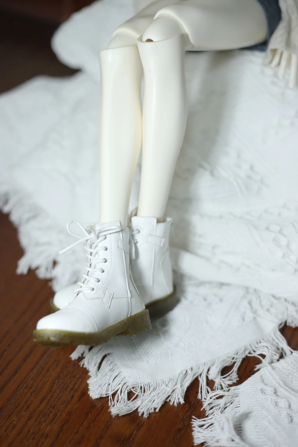 BJD Doll Shoes White Black Patch Cowhide Sole Leather Boots Shoes For 1/4 BJD MSD MDD SD17 POPO68 Uncle ID75 Doll Accessories