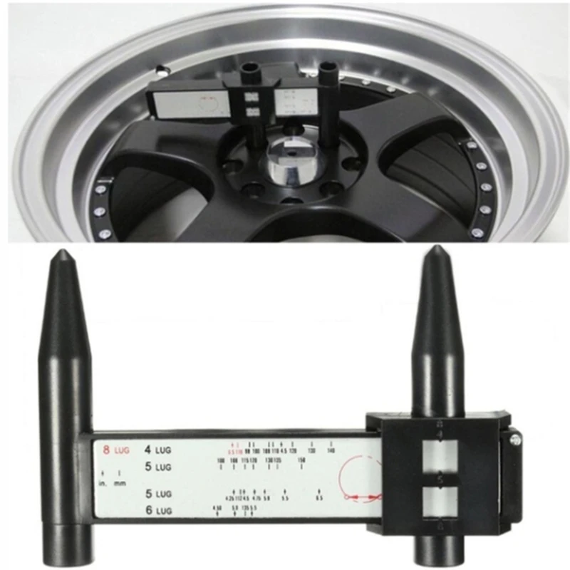 Hot Sale Wheel Rim Bolt Pattern Sliding PCD Measuring Gauge Ruler 8 Holes Hub Pitch Lugs Distance Measurement Tool