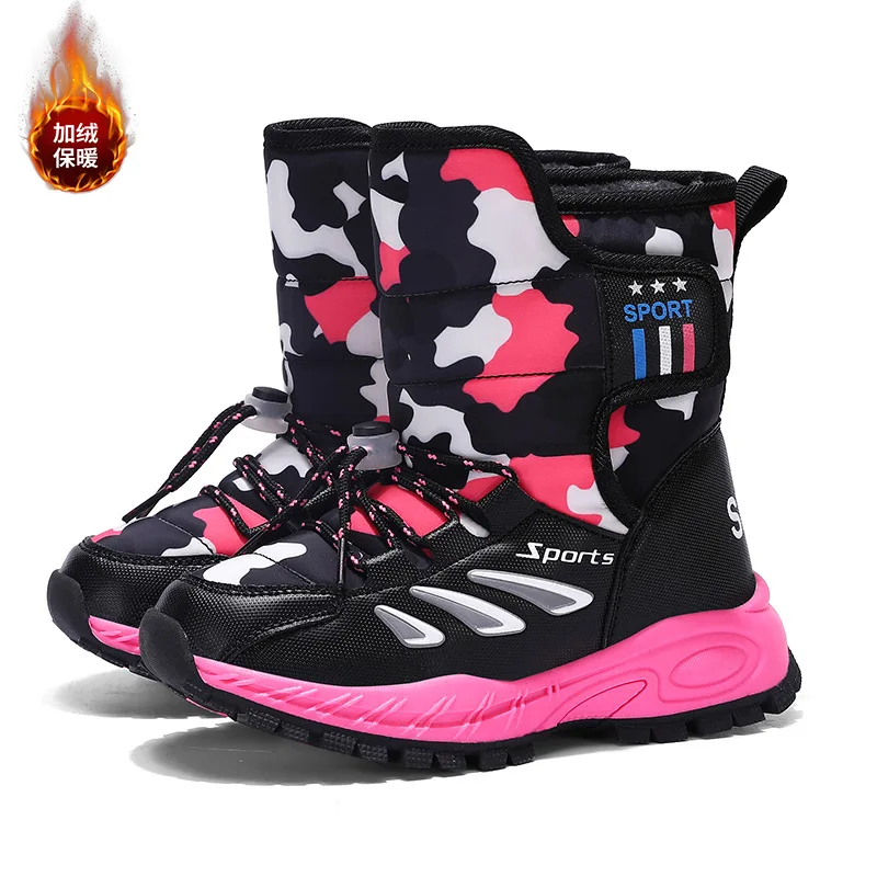 Kids Winter Boots Big Girls and Boys Warm Shoes Non-slip Sole High Quality Outdoor Junior Footwear B5520