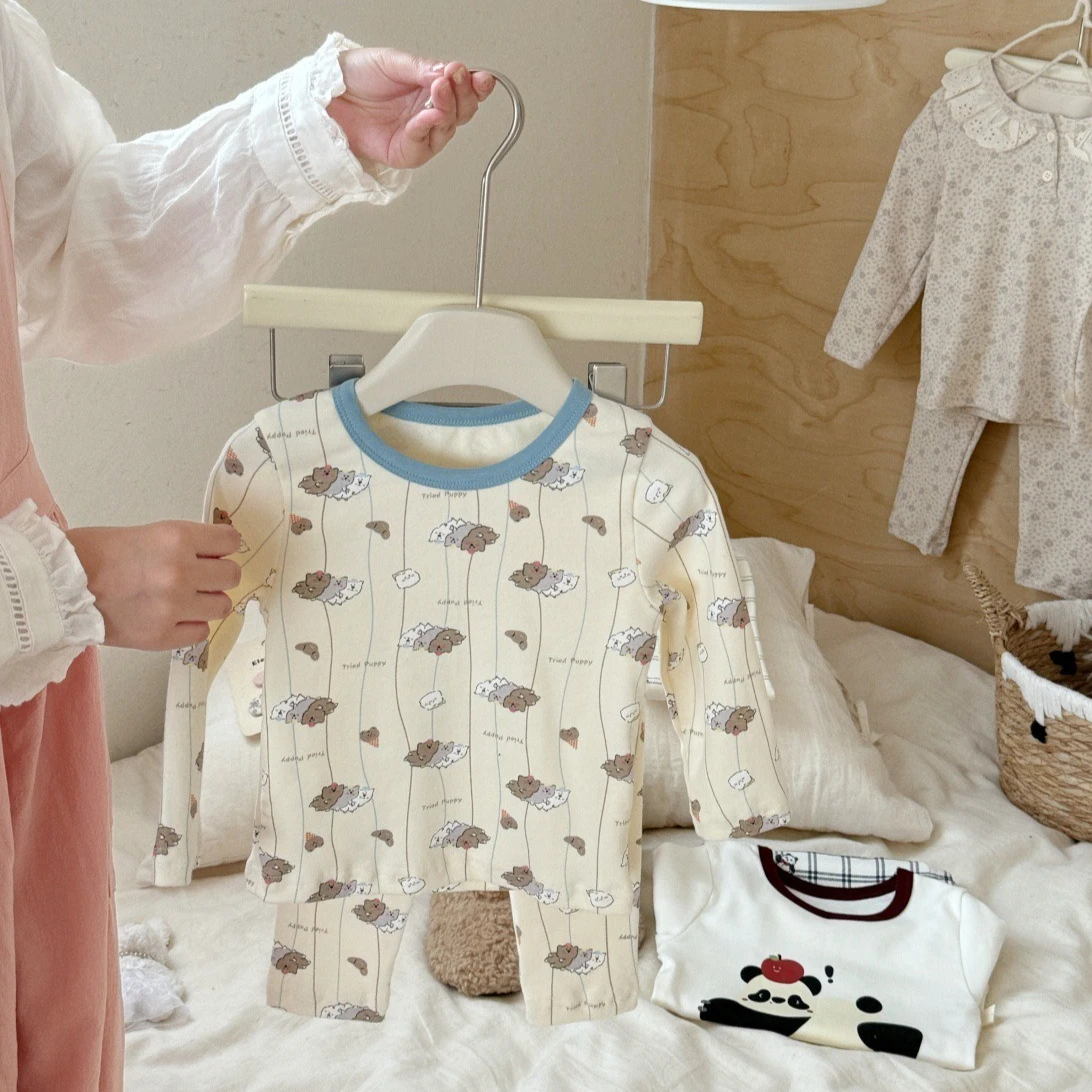 

2025 New Arrival Baby Cotton Pajama Set Cartoon Homewear for Boys Girls Warm Soft Autumn Underwear Pants Toddler Sleepwear
