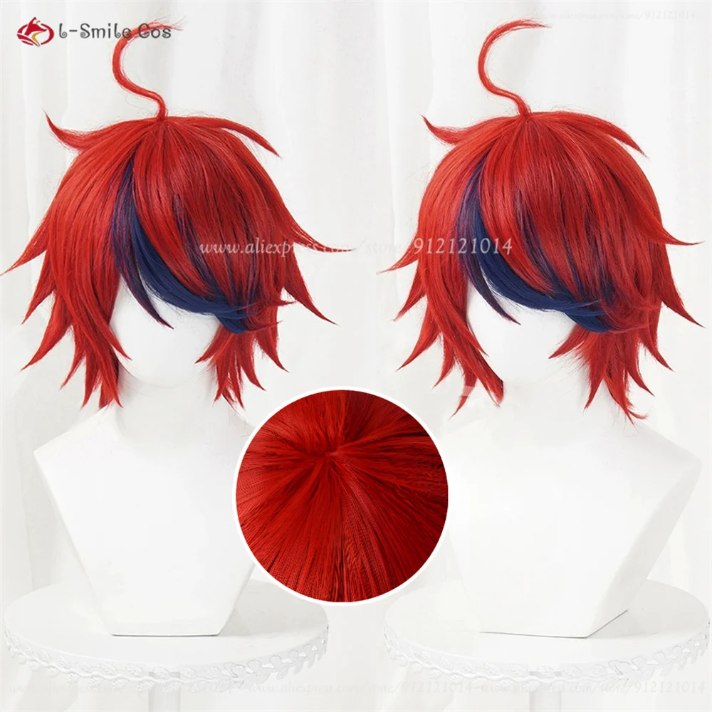 

Anime Sumino Takumi Cosplay Wig Red Mixed Dark Blue 28cm Short Wigs Heat Resistant Synthetic Hair Costumes Anime Cosplay Wigs
