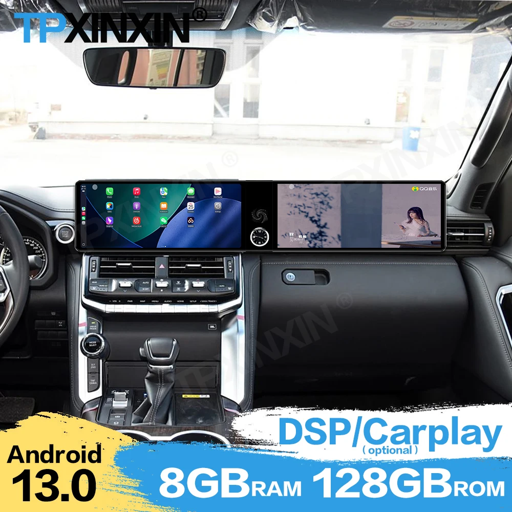 Qualcomm Dual Screen Android 13 For Toyota Land Cruiser 2021~2025 Car Radio Stereo  Multimedia Player GPS Navigation Head Unit