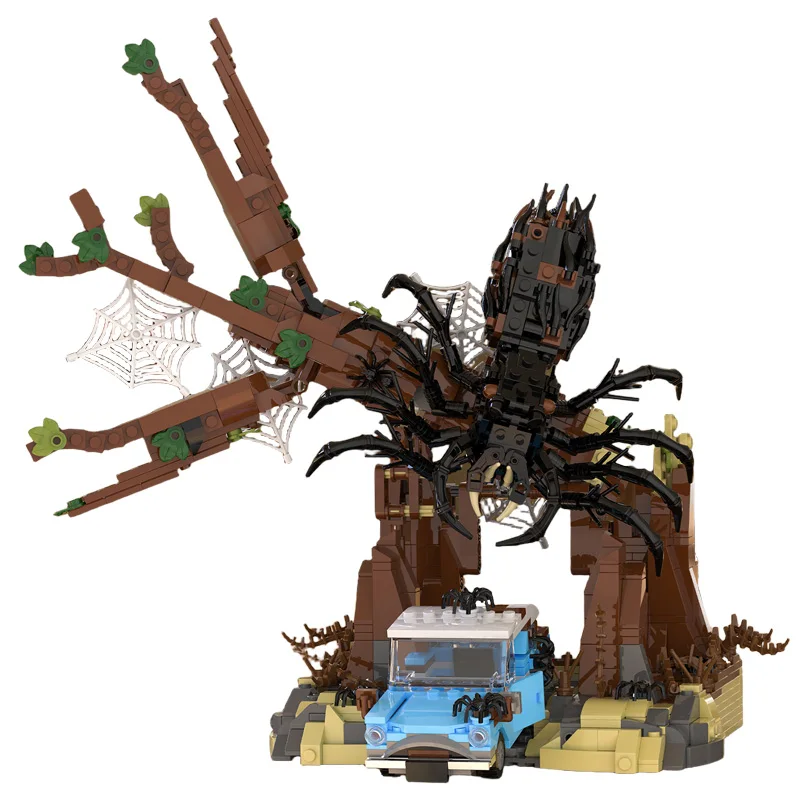Creativiteit Giant Spider Chase Auto Bouwstenen Kit Bos Ontsnapping Scène Bricks Sets Home Decoraties DIY Speelgoed voor Kinderen Gift MOC - afbeelding 2