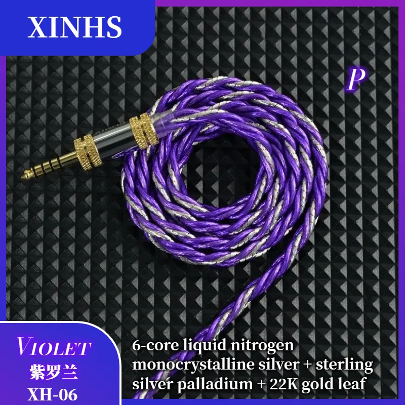 

XINHS XH06 6-Cores Liquid Nitrogen Monocrystalline Silver+pure Silver Palladium+22K Gold Foil HIFI Headphone Upgrade Cable