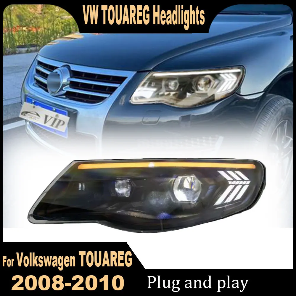 2pcs Car Lights for VW Touareg LED Headlight 2007 2008 2009 2010 Touareg Head Lamp Drl Projector Lens Automotive Plug and play