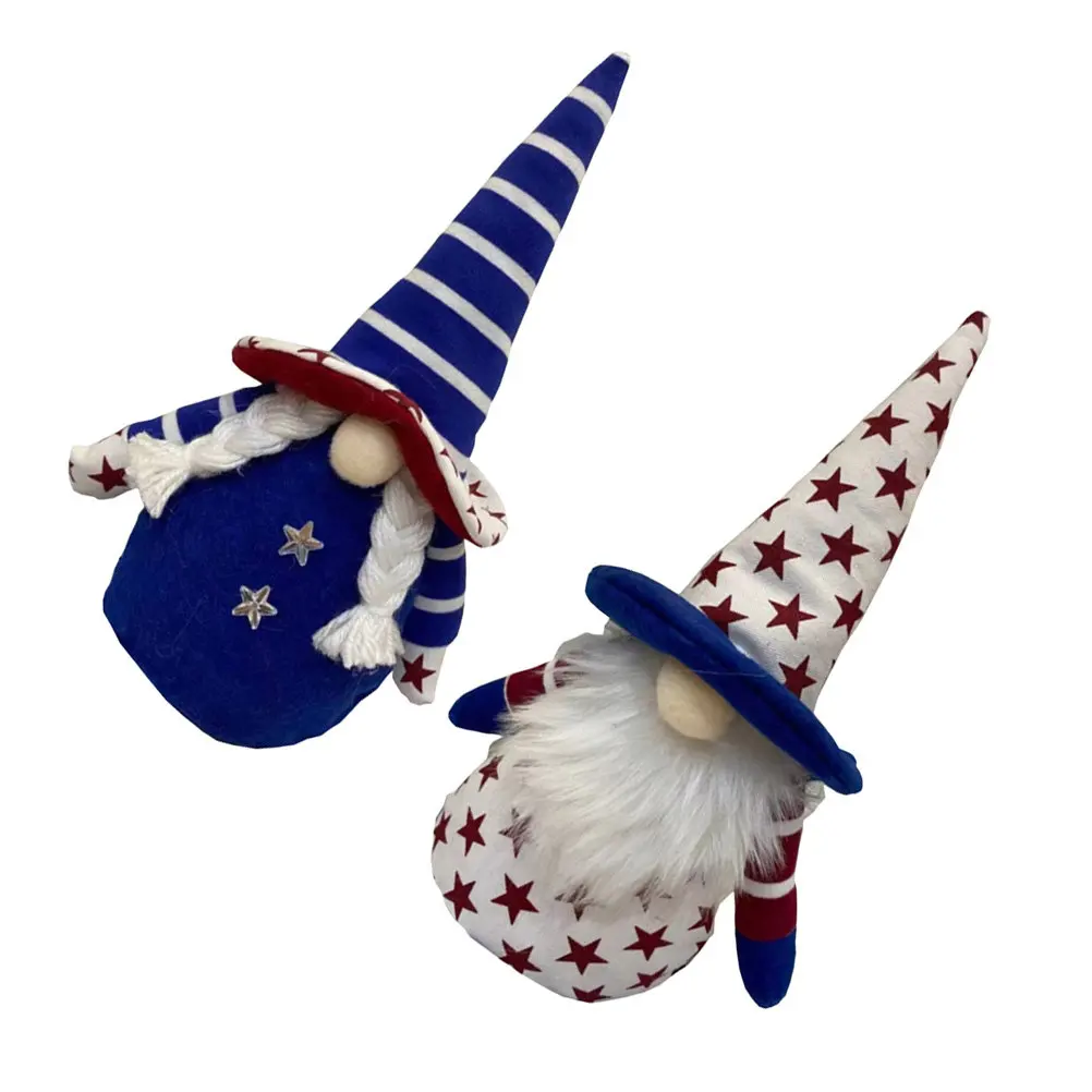 

2Pcs Faceless Gnome Independence Day Decorations White Red Blue Patriotic Home Office Ornament Set Holiday Party Dwarf Decor