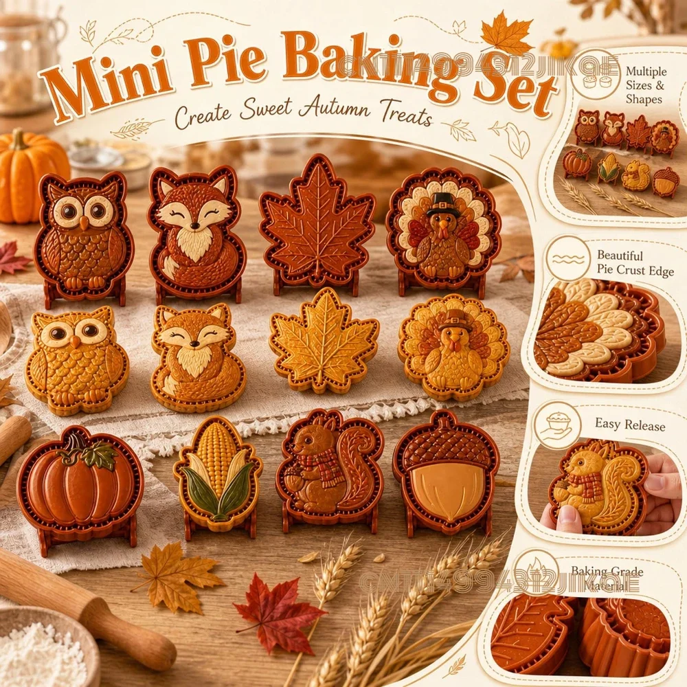 8-Design Fall Mini Pie Mold Collection - Fall Mini Pie Mold Collection