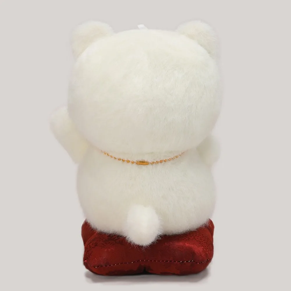 

Sleeping Mate With Necklace Lucky Cat Ornament Fluffy Stuffed Lucky Cat Cute Soft Lucky Cat Stuffed Doll Home Decor