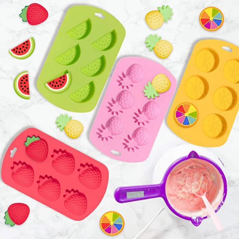 Fruit Strawberry Silicone Baking Mold Watermelon Pineapple Chocolate Candy Ice Mould Orange Cake Decor Soap Candle Making Set