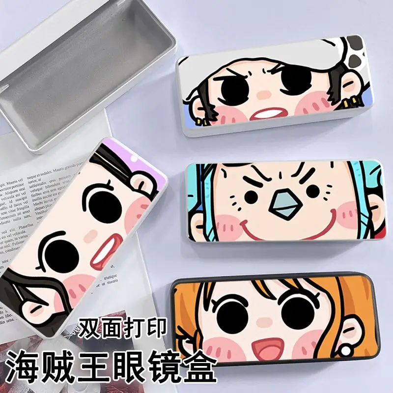 One Piece anime big face Luffy Zoro Sanji Ace Chopper double-sided printed cartoon glasses case customizable storage box gift