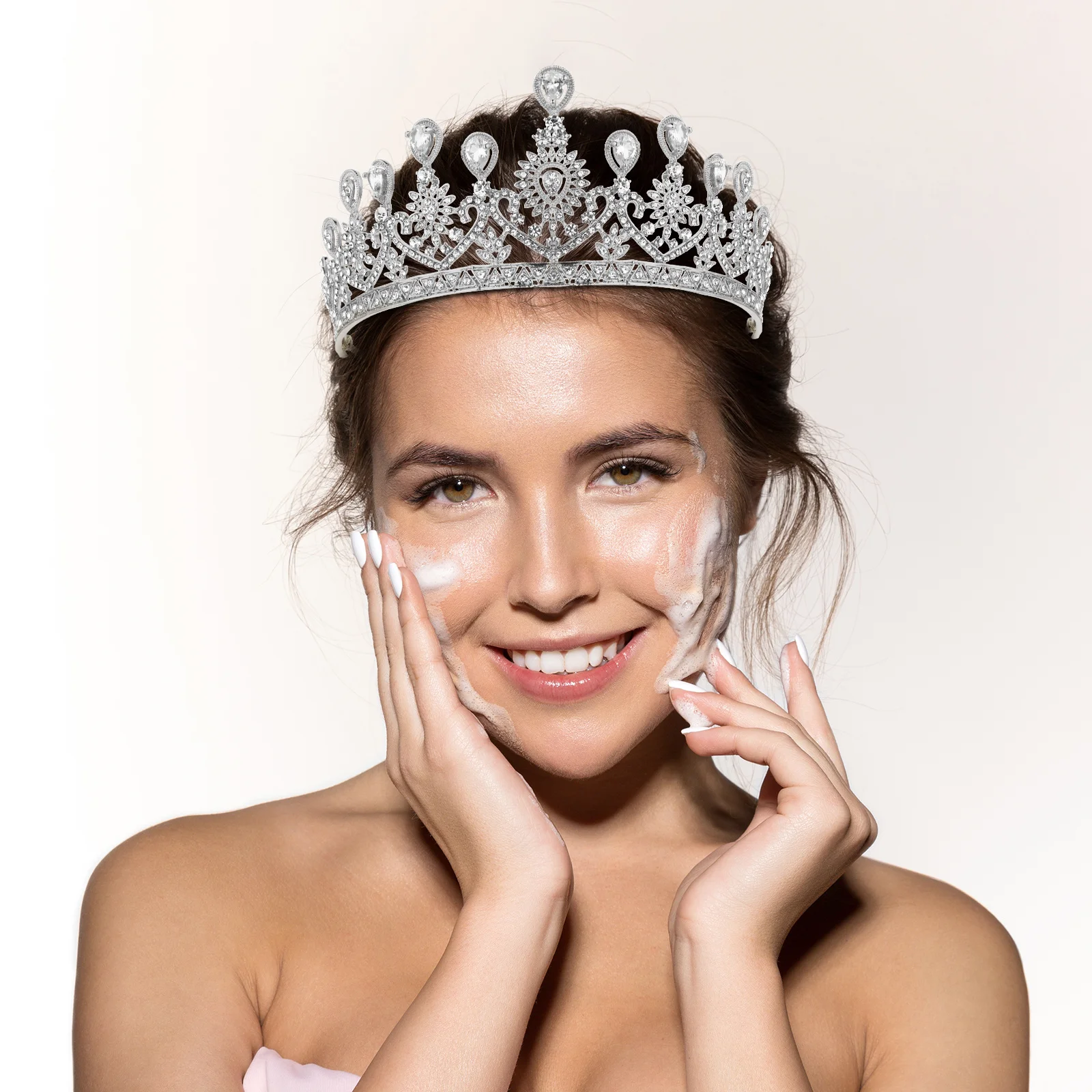 

1Pcs Princess Rhinestone Wedding Crown Bridal Headpiece Bridesmaid Party Crown Elegant Fit Photographic Prop Rhinestone Wedding