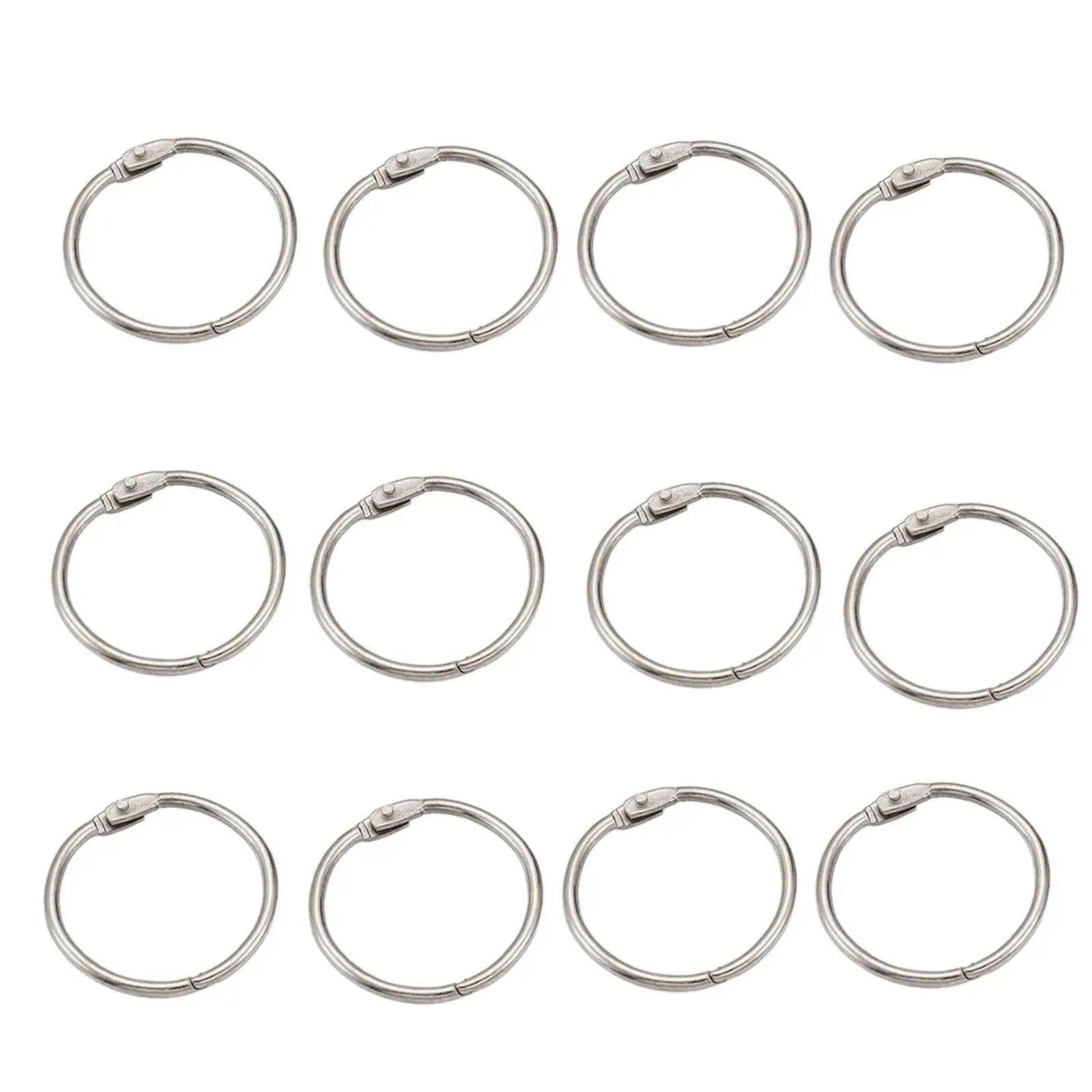 12x Binder Rings Metal Book Rings School Drape Rings Loops Keychain Key Rings