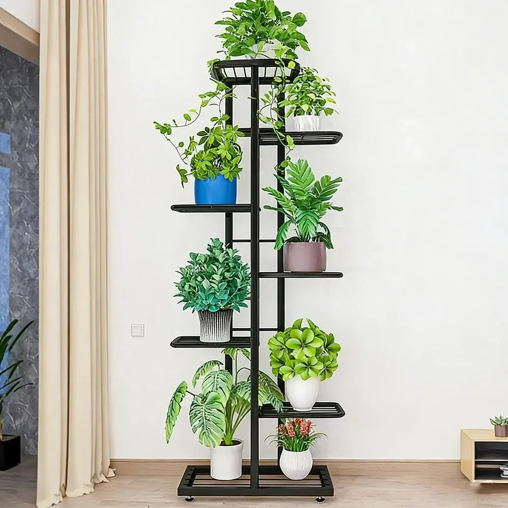 

New Item Indoor Outdoor Metal Plant Stand 7Tier 8Pot MultiLevel Flower Rack Storage Shelf Display Stand Features RustProof Coat