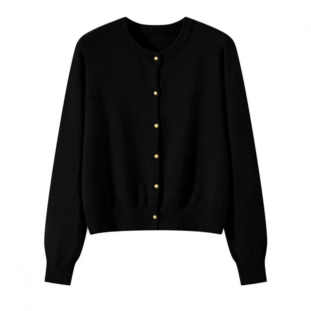 Fall Clothes 2024 Women Long Sleeve Top Knitted Soft Luxury Designer Korean Fashion Gold Button Up Cardigans For Woman Brown