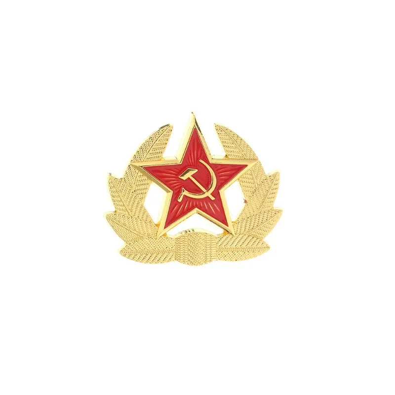 Soviet Hammer & Sickle Hat Badge, USSR Red Star Communist Lapel Pin for Coat Jacket