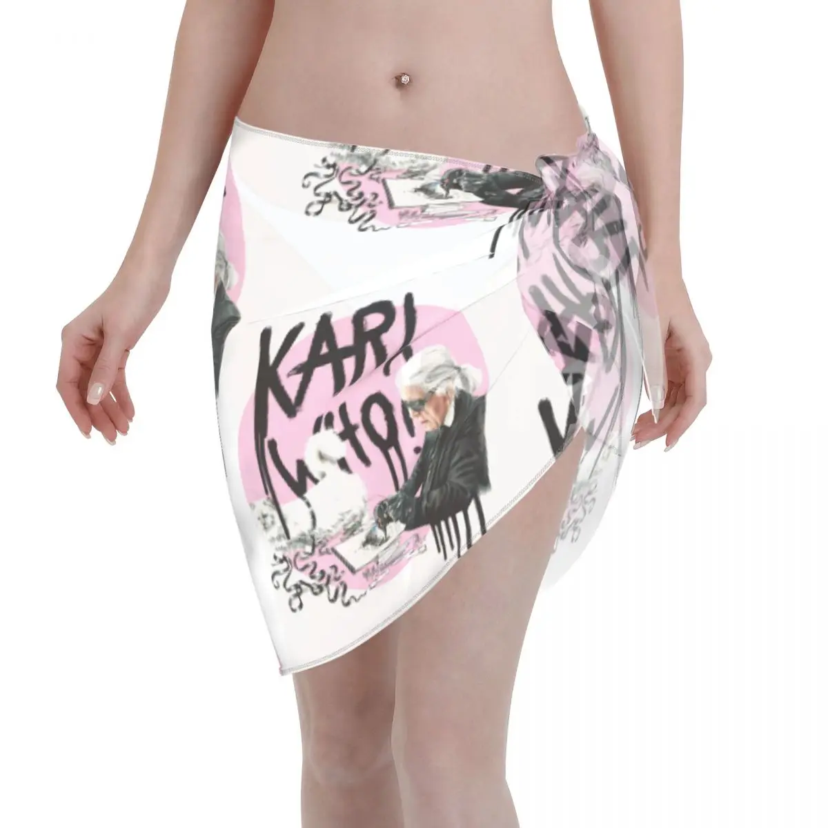 

Custom Karl Who Slogan Women Short Sarongs Beach Wrap 3D Print For Parties Beach Bikinis Wrap Swimsuit Cover up