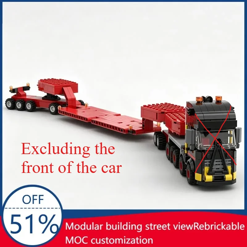 269PCS Special Transport Double Drop Deck Trailer Truck MOC Model Custom Blocks DIY Assembly Educational Toy For Truck Fans Gift