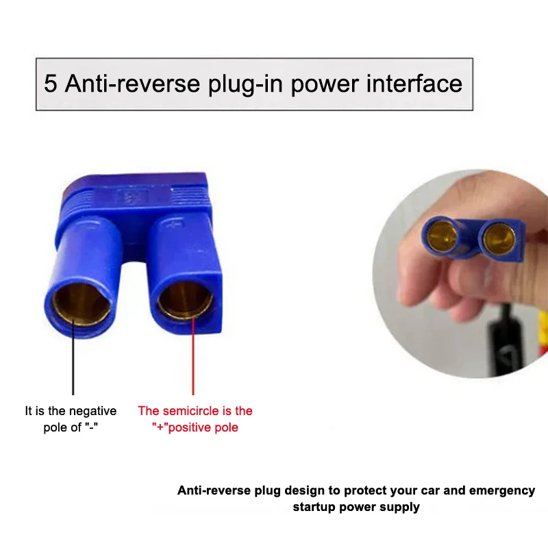 ⭐ 1 Piece Jump Starter Alligator Clip Starting Device Emergency Battery Jump Cable Clamps For Car 12V With EC5 Plug Connector view 6
