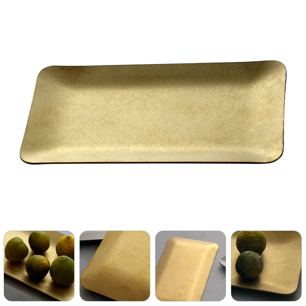 1 Stück Retro Kleiner Teller Metall-Serviertablett für Speisen Snacks Obst Dessert Rechteckiger Multifunktionaler Aufbewahrungsorganizer für Zuhause