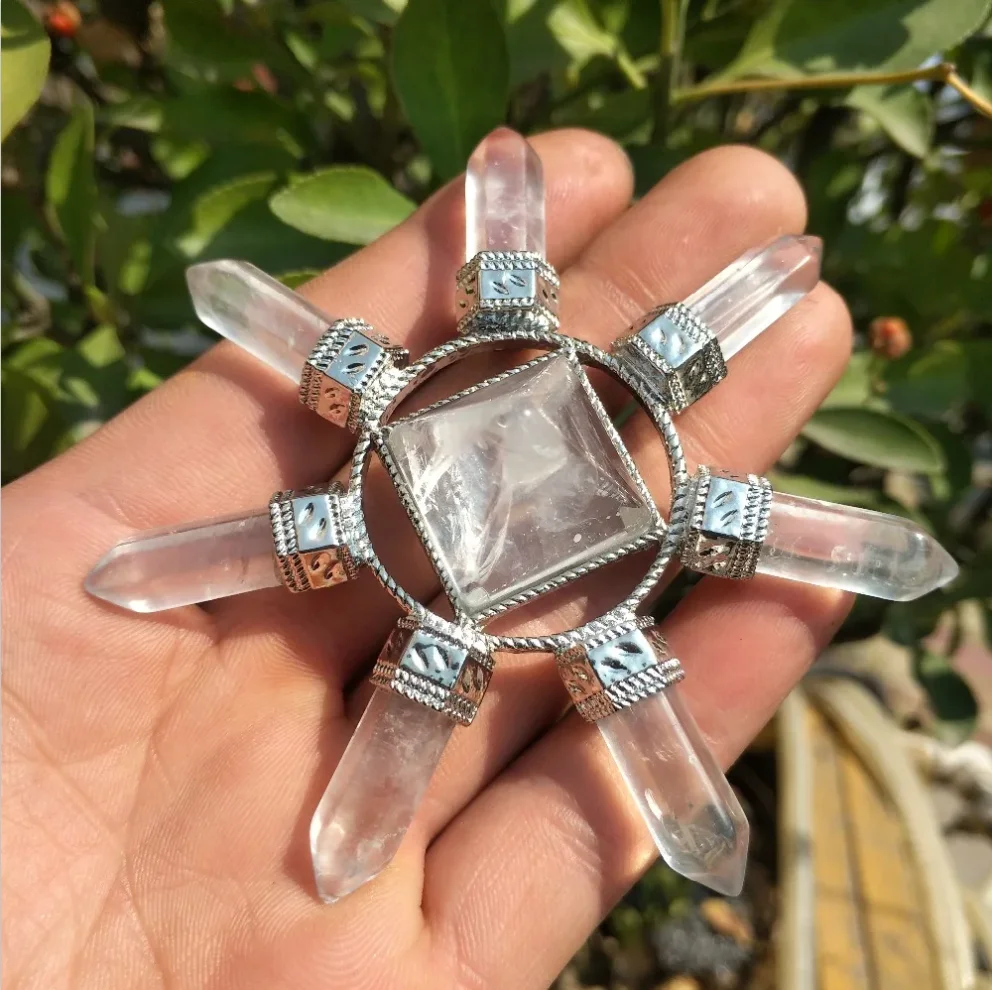 برج طاقة كريستال شفاف أبيض طبيعي جميل ، شفاء ريكي #3