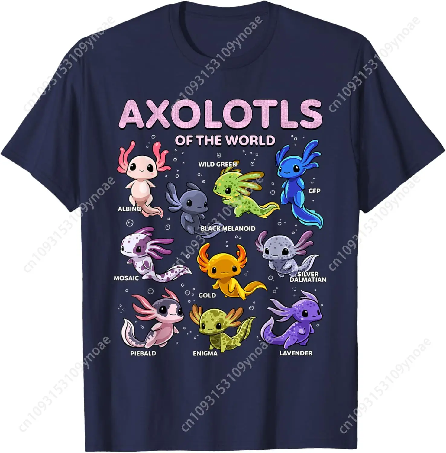 Axolotl TShirt Kawaii Axolotls of The World Cartoon Animals  Man Women Cotton Tee Soft Shirt Breathable Top Short Sleeves