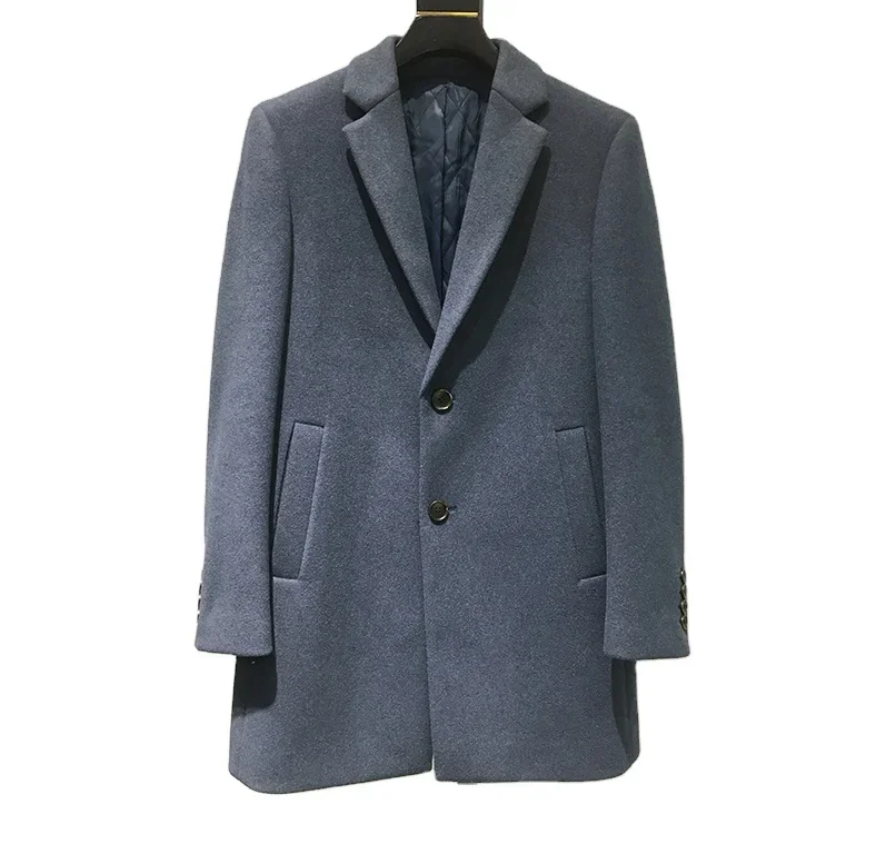 Factory Price Man Coat Solid Men Coat Winter Medium Long 100% Woolen Coat Men