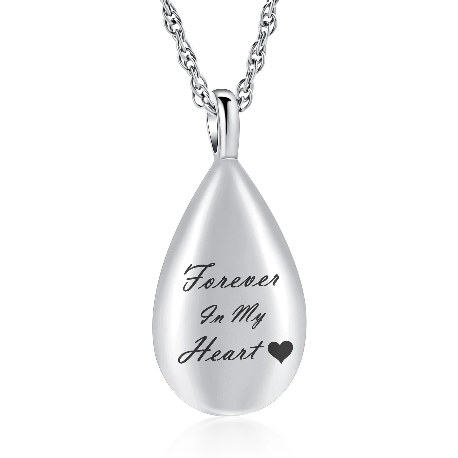 

Urn Necklaces for Ashes Waterdrop Crystal Pendant Locket Stainless Steel Keepsake Memorial Ash Jewelry Custom Engraving