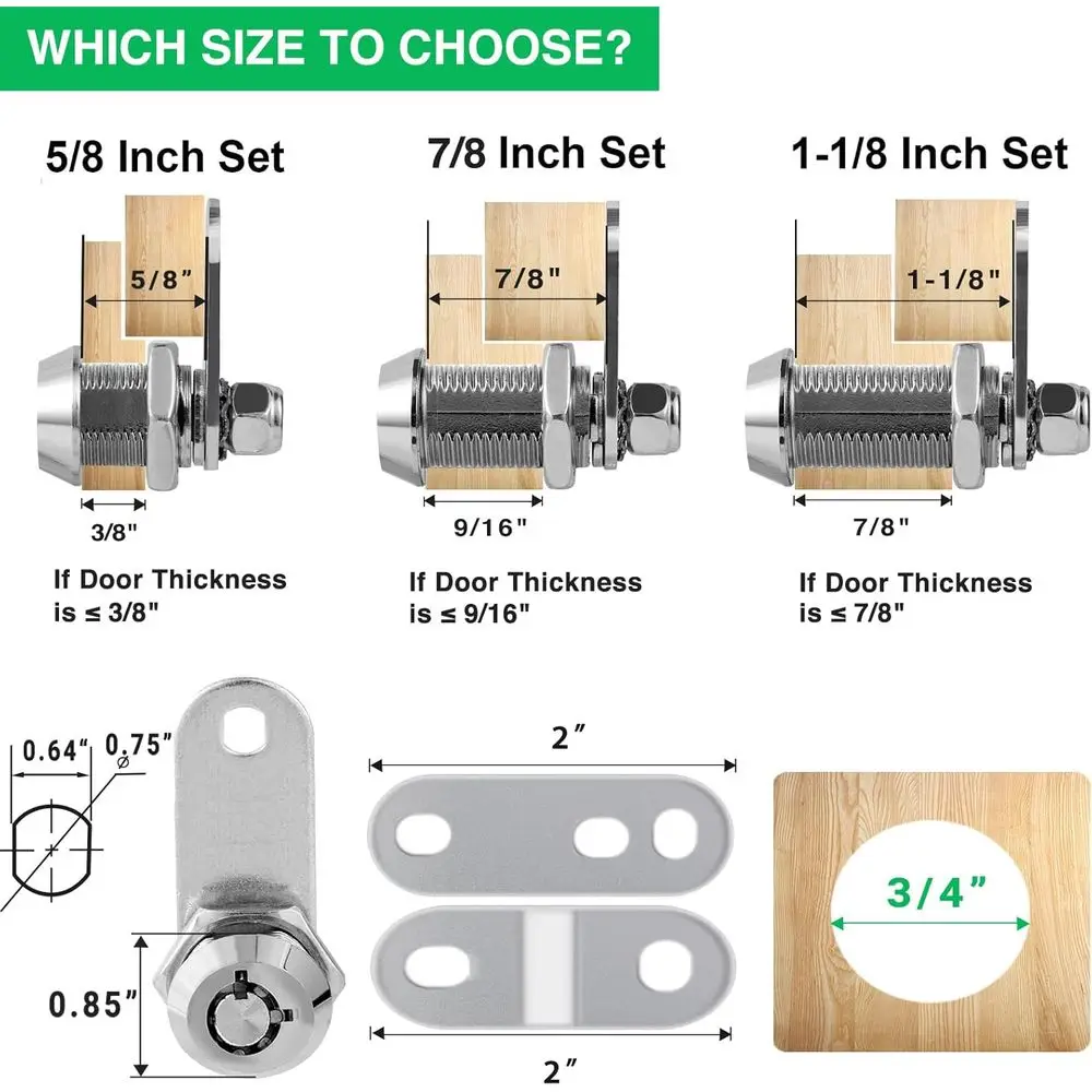 5 Pack Cabinet Lock with Keys, 7/8” RV Storage Locks Keyed Alike, RV Locks for Storage Door, Camper Cabinet Door Toolbox Locks M view 2