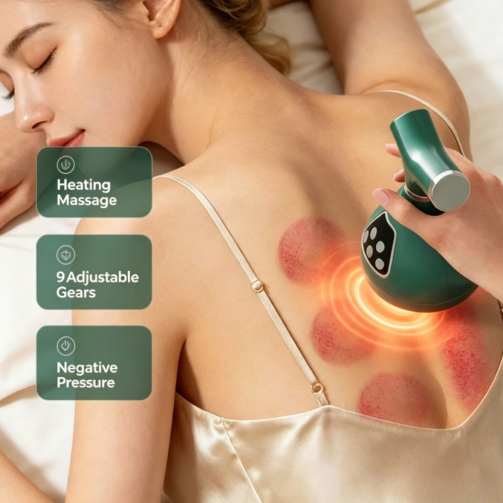 Gravity Negative Pressure Electric Vacuum Cupping Massager Cupping Red Light Balance Damp Cold Body Massage Device Massagem