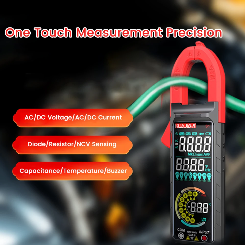 

S1 Clamp Multimeter VA Colour Screen Max Count 6000 AC DC Voltage Current Dual Temperature Switching Intelligent Anti-Burning