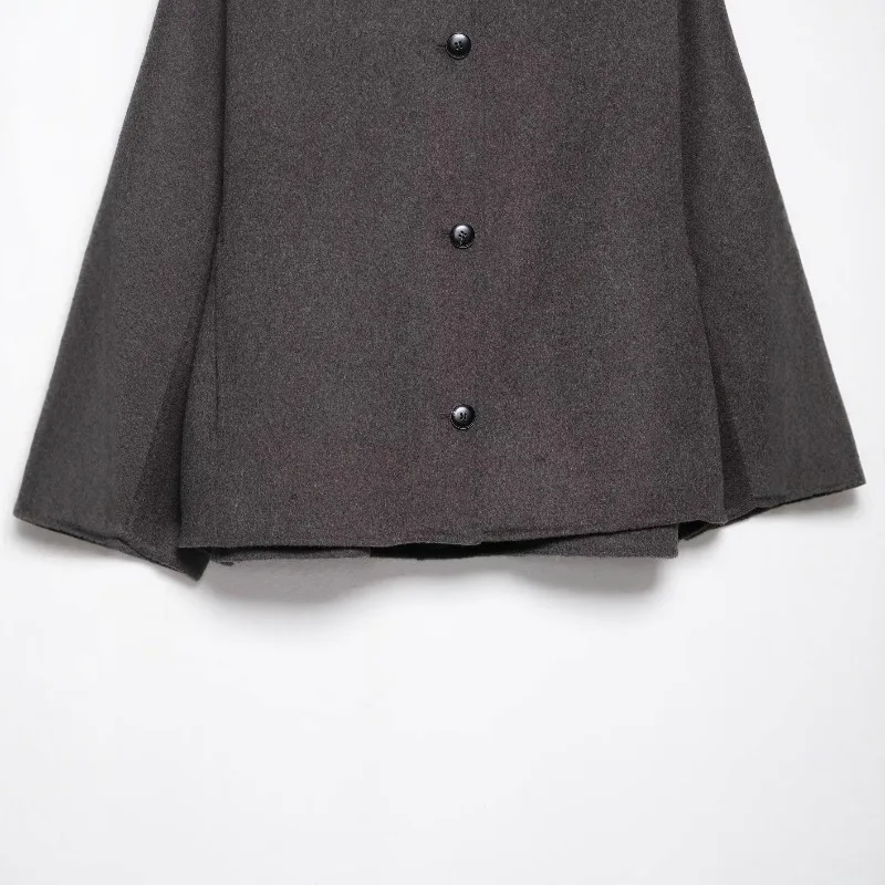 Giacca in lana con risvolto in pelliccia autunno inverno per donna Marrone elegante nuova moda elegante donna cappotto con colletto effetto pelliccia sintetica