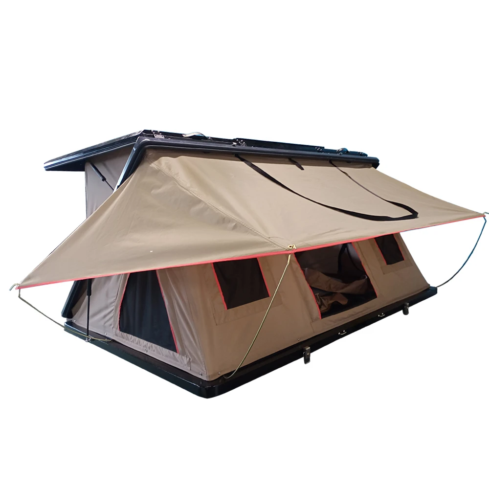 

Popular Camping Aluminum 4 Person Roof Top Tent Car Rooftop Tent Triangle Clamshell Hard Shell Top Roof Tent