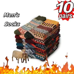 10/5 pairs of fall and winter double road vintage socks thickened warm ethnic style men's wool socks mid-calf socks