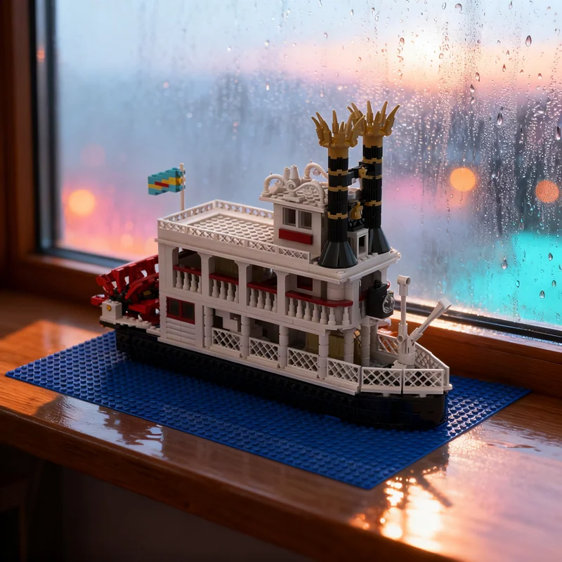 1004pcs MOC Mark Twain River Boat Fantasy Cartoon Ship Voyage Build Model Building Blocks Hero SciFi Pirate Fortress Toy Gift