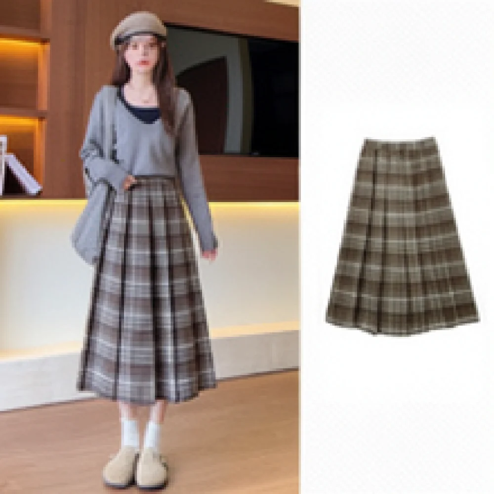 Summer Women High Waist A Line Pleated Skirt Plaid Mini Skirts Korean Style Fashion Elegant College Casual Wear Trendy Bottoms