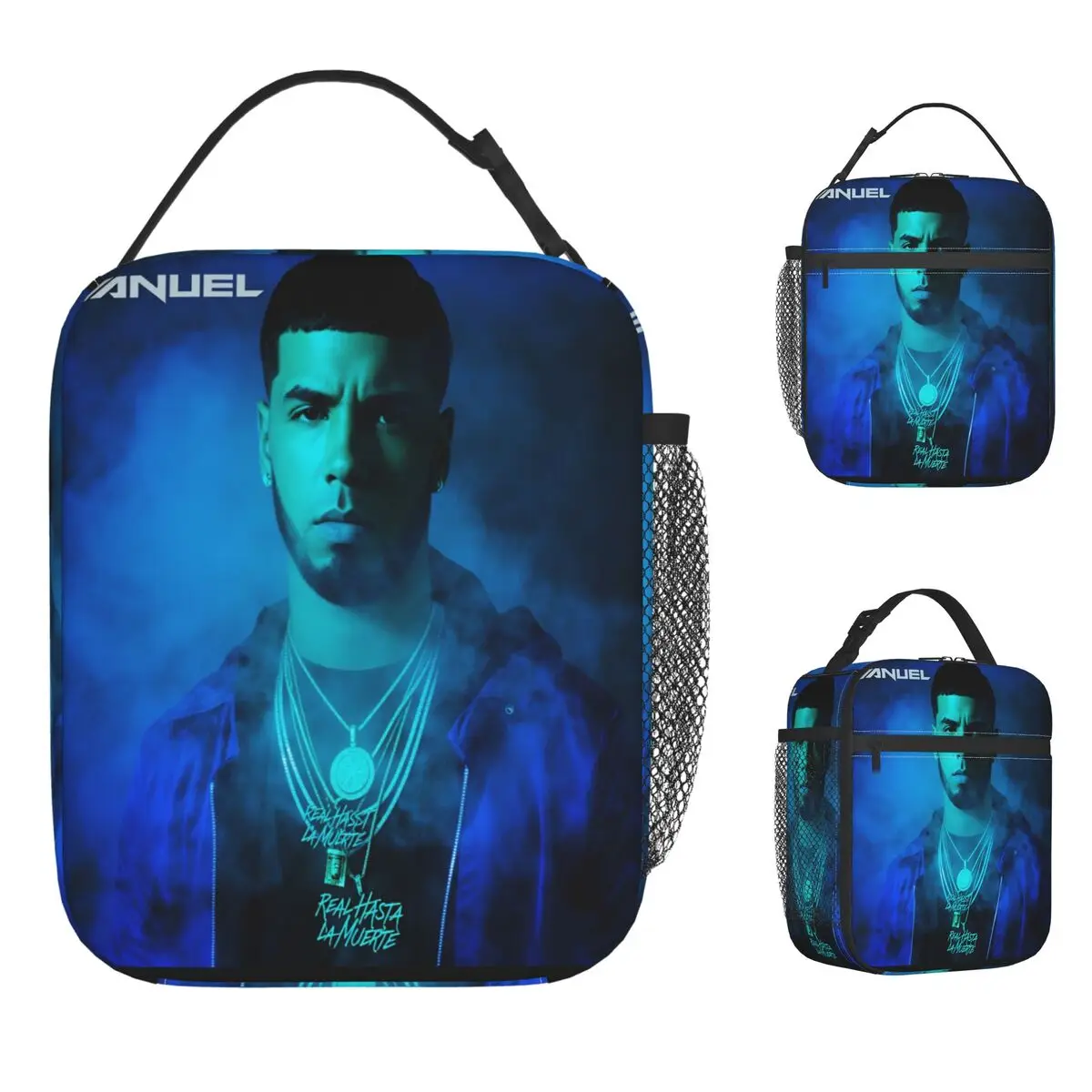 Puerto Rican Rapper A-Anuel AA Lunch Bag Office Lunch Box For Girls Cute Print Tote Food Bags Oxford Convenient Cooler Bag