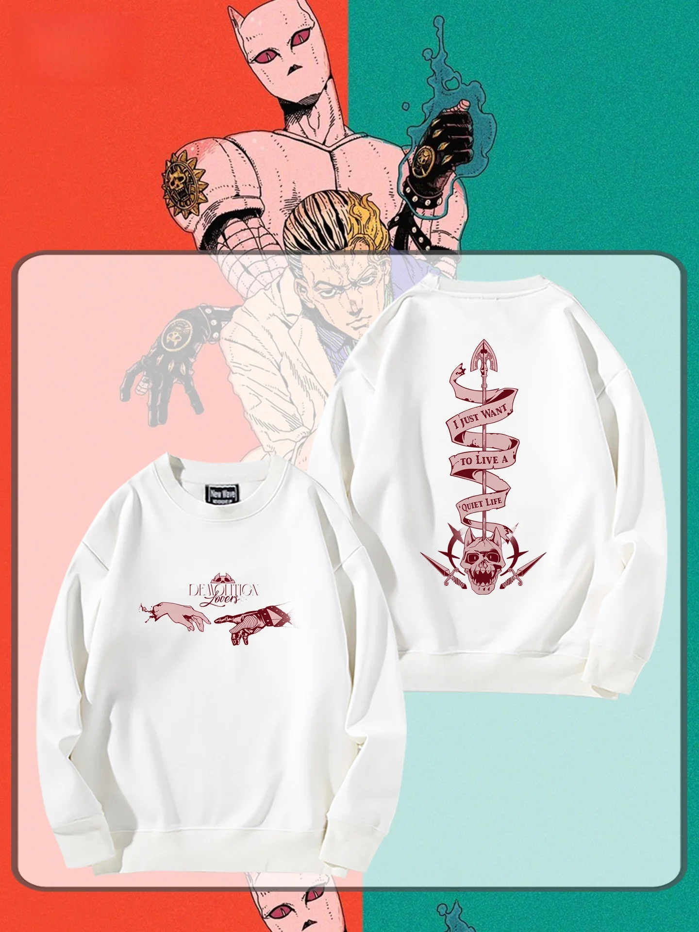 

Jojo's Adventure Anime Killer Queen Surroundings Men's Fce-lined Round-ne Sweatirt Casual All-season Cotton Polyester ...