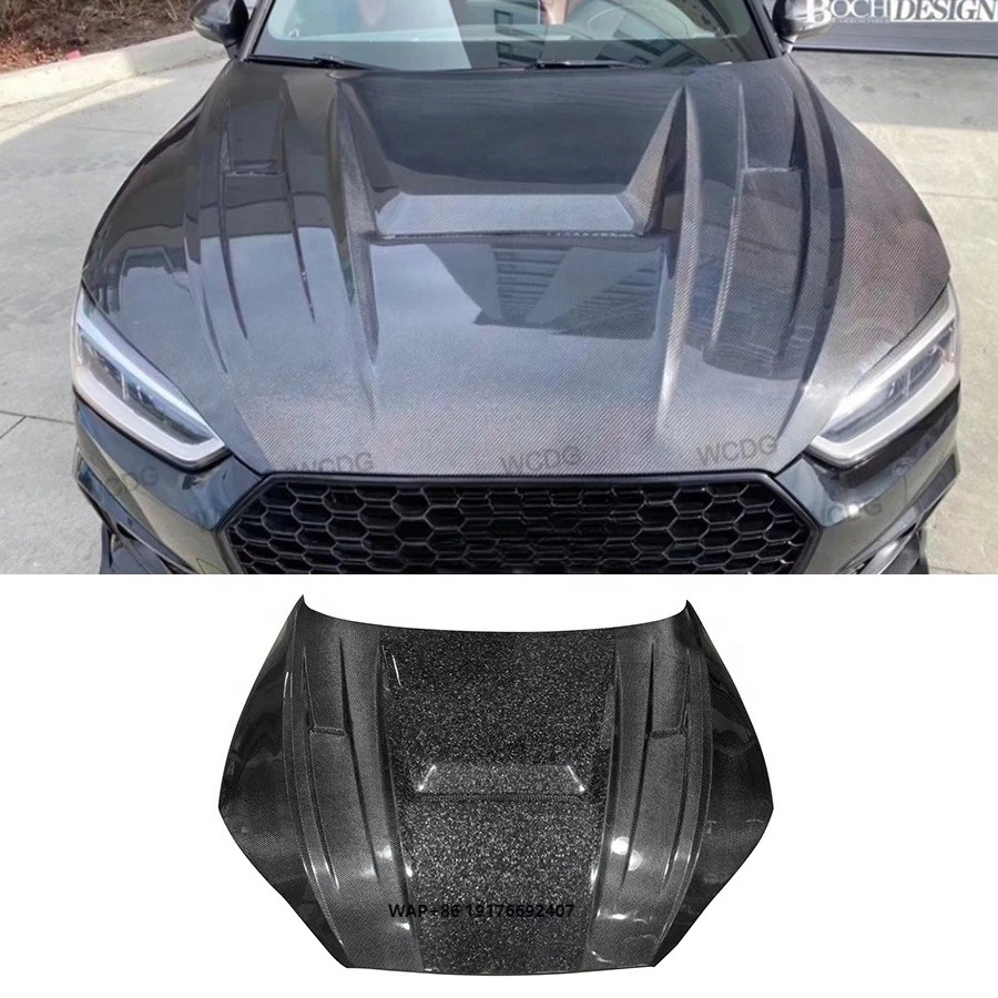 

2020+forAudi S5 A5 B9 Front Bumper Bodykit New Carbon Fiber Hood Cover with Bonnet Vent Included Screws Custom Fit Forged Design