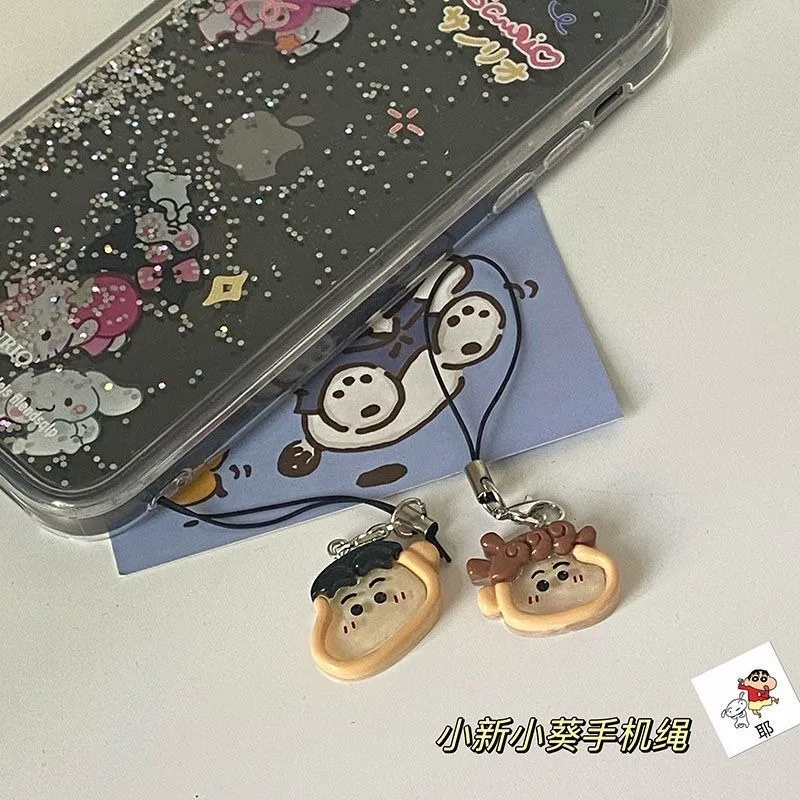 Cute Crayon Shin-chan Xiaobai Mobile Phone Rope Resin Ins Girl Heart Schoolbag Lanyard Cartoon Anime Fashion Pendant Gift Toy view 5