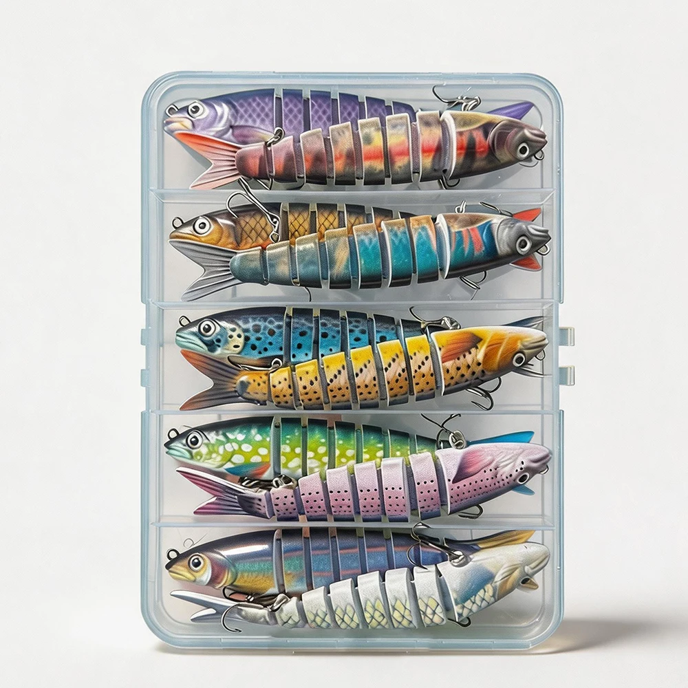 10 pcs Fishing Lures for Bass Trout Multi Jointed Swimbaits Slow Sinking Bionic Swimming Lures Freshwater Saltwater Tackle Box